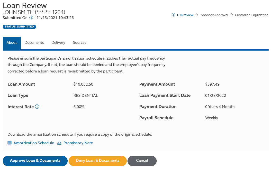 example loan review screen 1