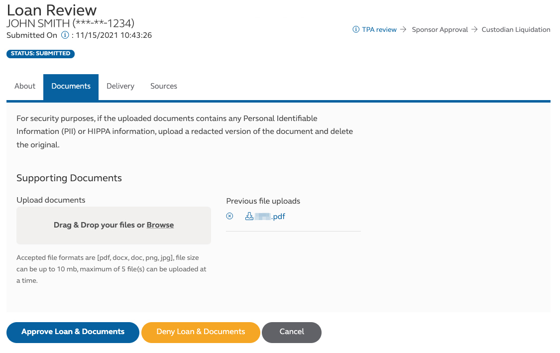 example loan review screen 2