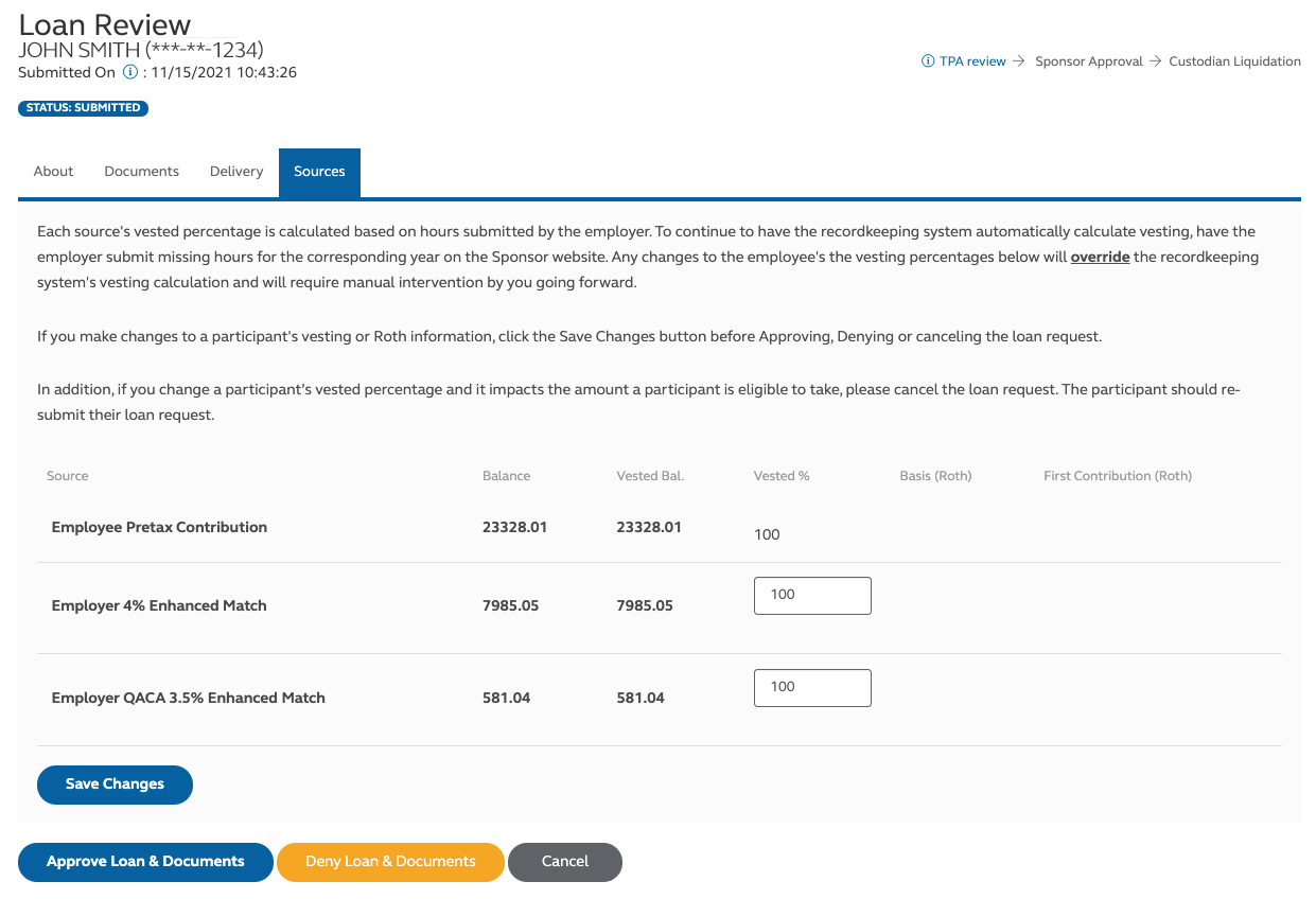 example loan review screen 4